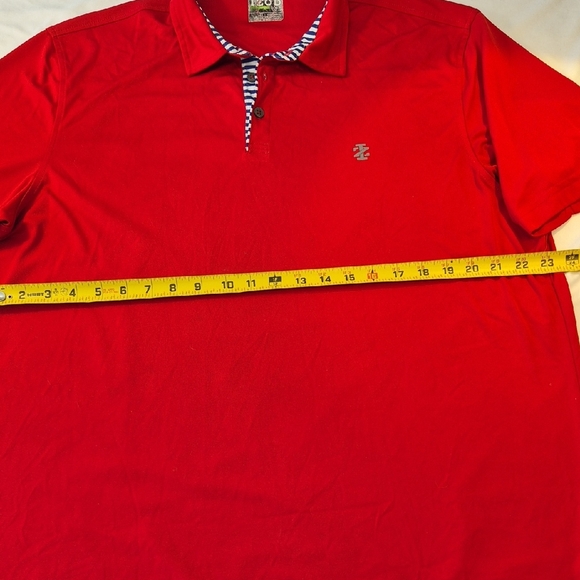 Izod Red Polo Mens Shirt with Striped Collar Short Sleeve - Picture 6 of 15